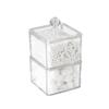 AMG Bath Collections 2-Tier Acrylic Storage Organizer Stackable Countertop Cotton Ball Holder, Jewelry and Cosmetic Storage Clear Compact Design Organizer Storage Pantry Organization view 1