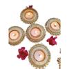 IGH Golden with Pearl Tea Light Holders, Diwali Decor,Handmade Diyas, Diwali Gift, Home Decor, Tealight Holder, Table Top. (10) view 1
