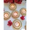 IGH Golden with Pearl Tea Light Holders, Diwali Decor,Handmade Diyas, Diwali Gift, Home Decor, Tealight Holder, Table Top. (10) view 2