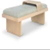Meridian Furniture 22013Mint Arlington Collection Mid-Century Modern Bench with Soft Mint Green Chenille Fabric, Rich Natural Finish, Solid Wood, Sliding Wooden Tray, 65" W x 26" D x 19.5" H, Green view 1