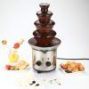 4 Layer Stainless Steel Electric Chocolate Fondue Fountain Machine,Melts Cheese, Queso, Candy, and Liqueur,Dip Strawberries, Apple Wedges, Vegetables, and More for Parties (US view 2
