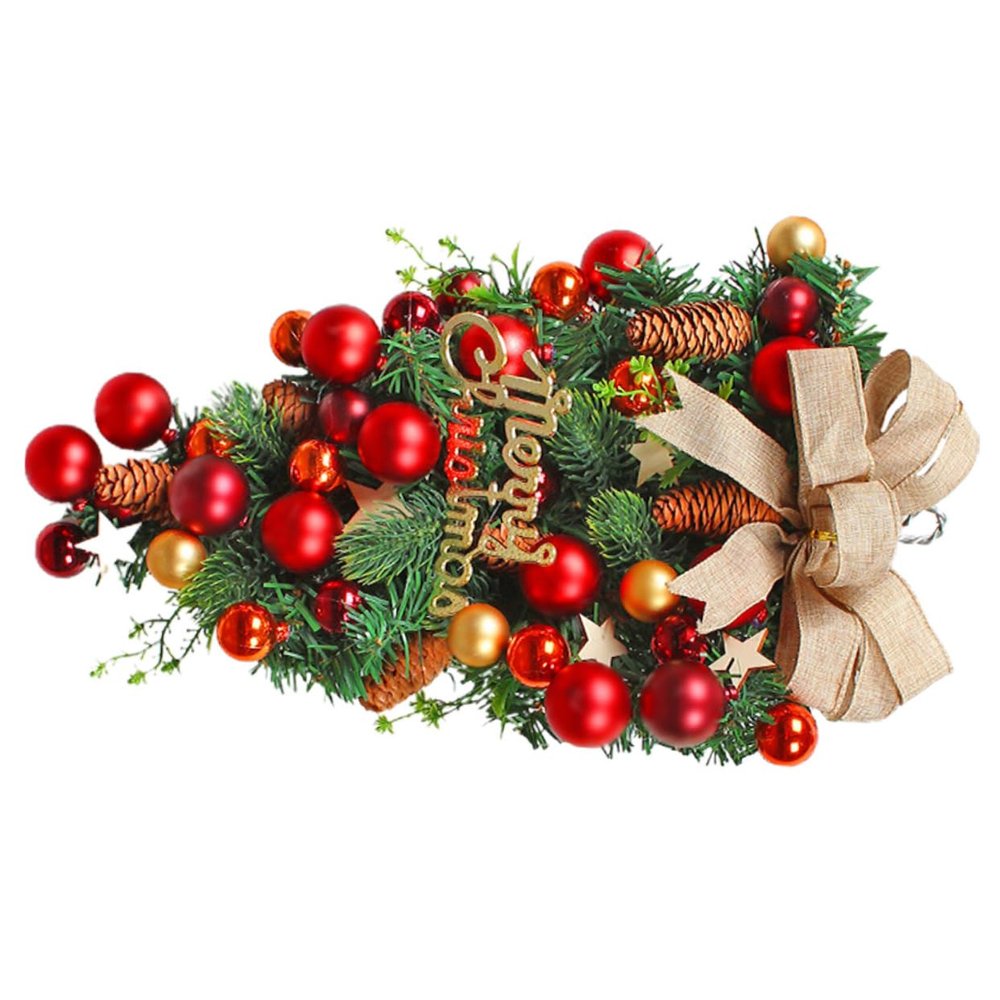 PRETYZOOM Christmas Door Wreath Bow Unique for Decoration for Front Door Living Room Bedroom Garden Xmas Garland Ornament
