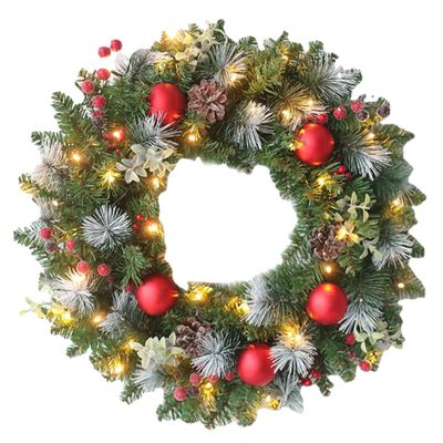 NOLITOY Christmas Wreath Hanging Decor with Lights Versatile Home Party Decoration for Door Wall Fireplace for Festive Atmosphere and Use