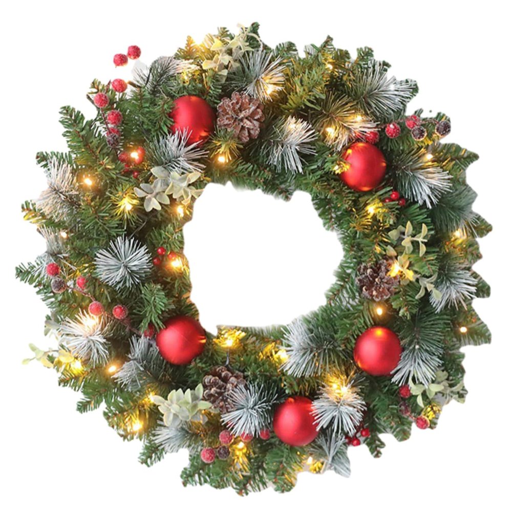 NOLITOY Christmas Wreath Hanging Decor with Lights Versatile Home Party Decoration for Door Wall Fireplace for Festive Atmosphere and Use