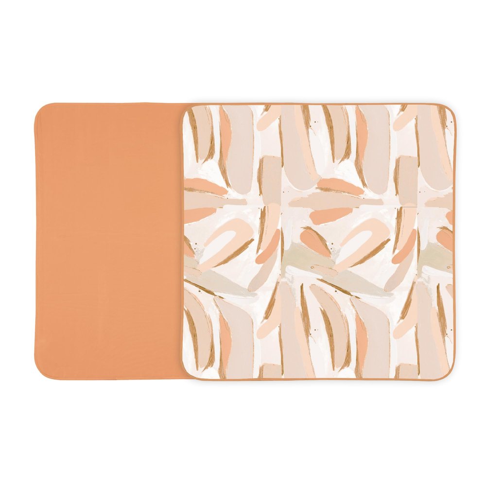 Toddlekind Pretty Practical Mat 100% Organic Cotton 47" x 47, Reversible, Portable, Travel, Portable, Indoor/Outdoor, for Babies/Toddlers, Peach Skies (Peaches)