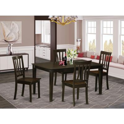 HomeStock Kitchen Table Set with Dining Chairs - Modern Cappuccino Finish - Home Dining Room Furniture
