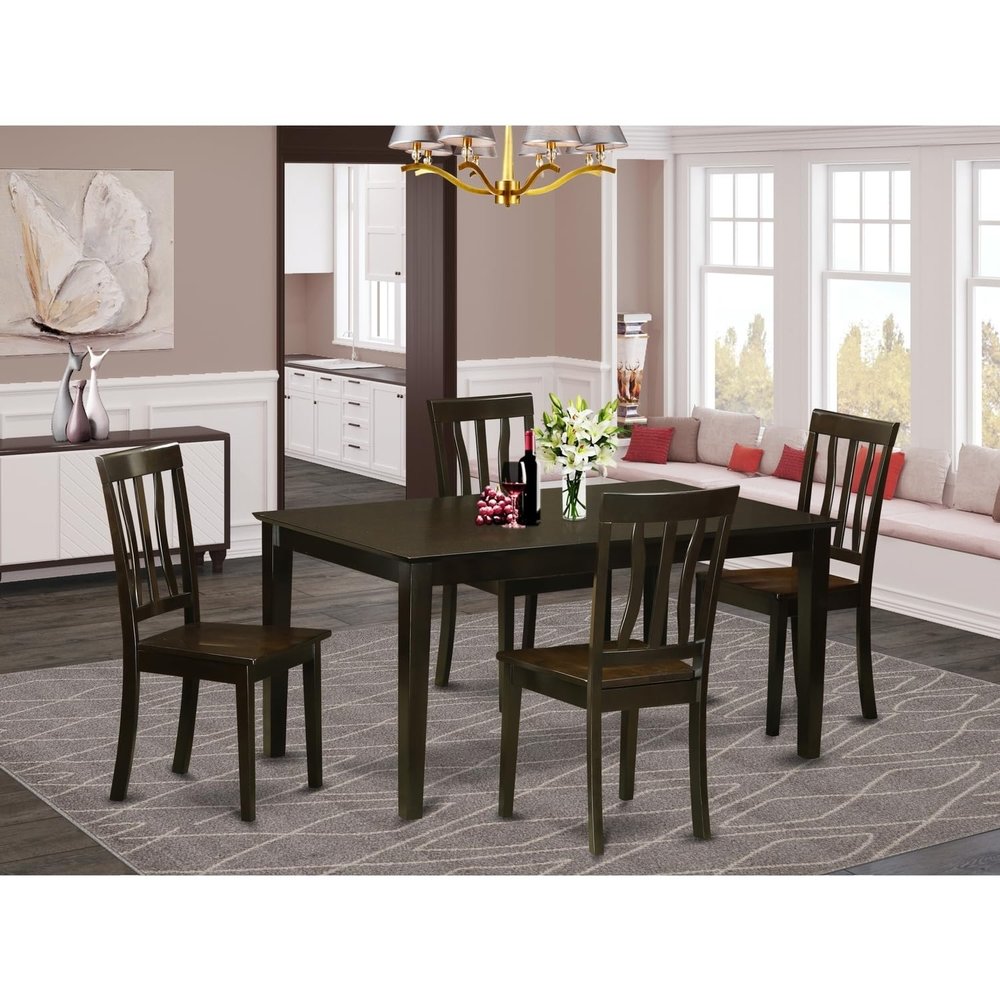 HomeStock Kitchen Table Set with Dining Chairs - Modern Cappuccino Finish - Home Dining Room Furniture