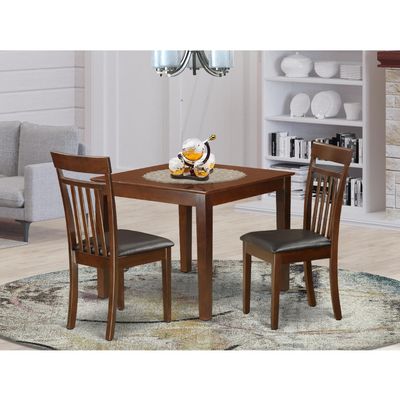 HomeStock Southwestern Dinette Set - 3 Piece Kitchen Table & Chairs - Small Space Dining - 36x36 Inch Mahogany