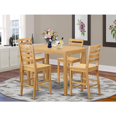 HomeStock Counter Height Dining Set - 5 Piece Kitchen Table & Chairs - Modern Wood Design