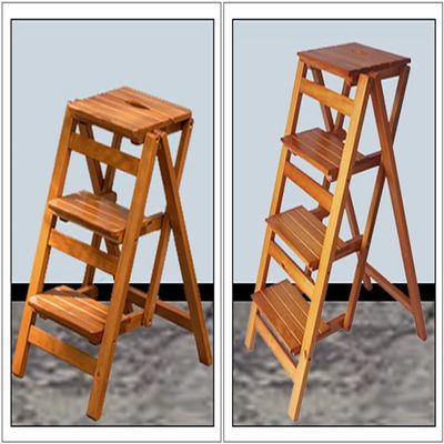 Wooden Folding Stepladder Wood Folding Step Stool for Adults & Kitchen Ladders Small Foot Stools Portable Shoe Bench/Flower Rack Durable (Wood Color1 3 Steps)