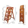 Wooden Folding Stepladder Wood Folding Step Stool for Adults & Kitchen Ladders Small Foot Stools Portable Shoe Bench/Flower Rack Durable (Wood Color1 3 Steps) view 3