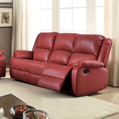 Daesar Recliner Sofa 3 Seater, Modern Couches in Red Faux Leather Furniture for Small Space, Living Room, Studio, Apartment