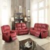 Daesar Recliner Sofa 3 Seater, Modern Couches in Red Faux Leather Furniture for Small Space, Living Room, Studio, Apartment view 2