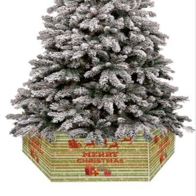 Christmas Tree Collar Tree Box Stand Cover, Artificial/Pencil/Silm/Skinny Tree Ring 6 Packs Collapsible Tree Skirt for Christmas Xmas Tree Decorations, Santa Sleigh Deer Snowflake Stripes 17"x10"