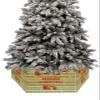 Christmas Tree Collar Tree Box Stand Cover, Artificial/Pencil/Silm/Skinny Tree Ring 6 Packs Collapsible Tree Skirt for Christmas Xmas Tree Decorations, Santa Sleigh Deer Snowflake Stripes 17"x10" view 1