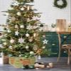Christmas Tree Collar Tree Box Stand Cover, Artificial/Pencil/Silm/Skinny Tree Ring 6 Packs Collapsible Tree Skirt for Christmas Xmas Tree Decorations, Santa Sleigh Deer Snowflake Stripes 17"x10" view 2