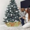 Christmas Tree Collar Tree Box Stand Cover, Artificial/Pencil/Silm/Skinny Tree Ring 6 Packs Collapsible Tree Skirt for Christmas Xmas Tree Decorations, Santa Sleigh Deer Snowflake Stripes 17"x10" view 3
