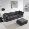 JURMALYN 99'' Modular Sectional Sofa Cloud Couch for Living Room L-Shape Sofa with Feather Filled, Modern Cloud Sofa with Ottoman for Home Office, Polyester Fabric Dark Grey view 4