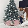 Christmas Snowman Christmas Tree Collar Tree Box Stand Cover,Artificial/Pencil/Silm/Skinny Tree Ring 4 Packs Collapsible Tree Skirt for Christmas Xmas Tree,Rustic Blush Pink Snowflake 14.5"x10" view 3