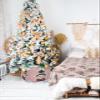 Christmas Snowman Christmas Tree Collar Tree Box Stand Cover,Artificial/Pencil/Silm/Skinny Tree Ring 4 Packs Collapsible Tree Skirt for Christmas Xmas Tree,Rustic Blush Pink Snowflake 14.5"x10" view 4