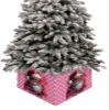 Pink Santa Christmas Tree Collar Tree Box Stand Cover,Artificial/Pencil/Silm/Skinny Tree Ring 4 Packs Collapsible Tree Skirt for Christmas Xmas Tree,Christmas Abstract Vintage Painted Plaid 17"x10" view 1
