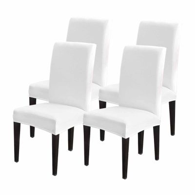 Savannan Dining Chair Covers Set of 4, White Stretch Parsons Chair Slipcovers Protector Removable Chair Covers for Dining Room Home Party Hotel Wedding Ceremony Banquet