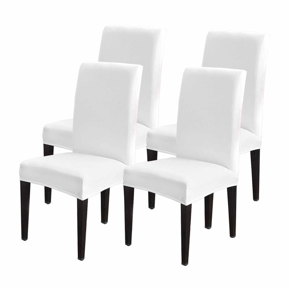 Savannan Dining Chair Covers Set of 4, White Stretch Parsons Chair Slipcovers Protector Removable Chair Covers for Dining Room Home Party Hotel Wedding Ceremony Banquet