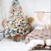Winter Penguin Christmas Tree Collar Tree Box Stand Cover,Artificial/Pencil/Silm/Skinny Tree Ring 4 Packs Collapsible Tree Skirt for Christmas Xmas Tree,Christmas Snowy Pine Tree Red 14.5"x10" view 4
