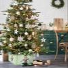 Green Gnomes Christmas Tree Collar Tree Box Stand Cover,Artificial/Pencil/Silm/Skinny Tree Ring 4 Packs Collapsible Tree Skirt for Christmas Xmas Tree,Christmas Forest Pine Tree Leaves 17"x10" view 2