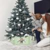 Green Gnomes Christmas Tree Collar Tree Box Stand Cover,Artificial/Pencil/Silm/Skinny Tree Ring 4 Packs Collapsible Tree Skirt for Christmas Xmas Tree,Christmas Forest Pine Tree Leaves 17"x10" view 3