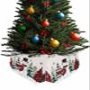 Snowman Christmas Tree Collar Tree Box Stand Cover,Artificial/Pencil/Silm/Skinny Tree Ring 4 Packs Collapsible Tree Skirt for Christmas Xmas Tree,Snowflake Christmas Red Buffalo Plaid 14.5"x10" view 1