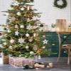 Christmas House Christmas Tree Collar Tree Box Stand Cover,Artificial/Pencil/Silm/Skinny Tree Ring 4 Packs Collapsible Tree Skirt for Christmas Xmas Tree,Blush Pink Romantic Snowflake 17"x10" view 2