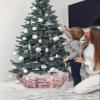 Christmas House Christmas Tree Collar Tree Box Stand Cover,Artificial/Pencil/Silm/Skinny Tree Ring 4 Packs Collapsible Tree Skirt for Christmas Xmas Tree,Blush Pink Romantic Snowflake 17"x10" view 3