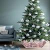 Christmas House Christmas Tree Collar Tree Box Stand Cover,Artificial/Pencil/Silm/Skinny Tree Ring 4 Packs Collapsible Tree Skirt for Christmas Xmas Tree,Blush Pink Romantic Snowflake 17"x10" view 4