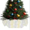 Forest Branch Christmas Tree Collar Tree Box Stand Cover,Artificial/Pencil/Silm/Skinny Tree Ring 6 Packs Collapsible Tree Skirt for Christmas Xmas Tree,Winter Tree Geometric Yellow Grey 14.5"x10" view 1