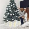 Forest Branch Christmas Tree Collar Tree Box Stand Cover,Artificial/Pencil/Silm/Skinny Tree Ring 6 Packs Collapsible Tree Skirt for Christmas Xmas Tree,Winter Tree Geometric Yellow Grey 14.5"x10" view 3