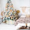 Forest Branch Christmas Tree Collar Tree Box Stand Cover,Artificial/Pencil/Silm/Skinny Tree Ring 6 Packs Collapsible Tree Skirt for Christmas Xmas Tree,Winter Tree Geometric Yellow Grey 14.5"x10" view 4