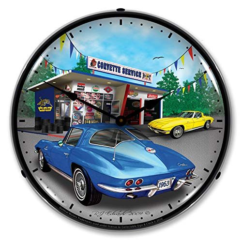 1963 Corvette Backlit LED Lighted Clock