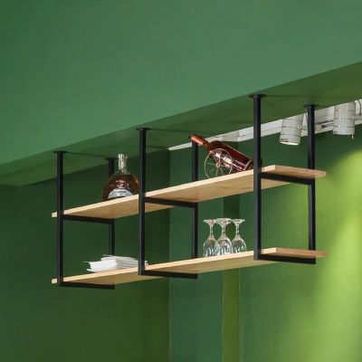 2 Layer Ceiling Mount Shelf Industrial Hanging Wine Rack, Kitchen Storage Shelving Floating Decorations Display Shelves Plant Flower Stand for Wall Decor (Size : 120x30x80cm)