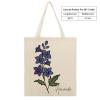 Personalized Birth Flower Tote Bag, July Larkspur Canvas Bag, Custom Floral Tote Bag with Name, Reusable Grocery Bags, Washable Shopping Shoulder Bags, Birthday Gift for Women, Wife, Sister view 2