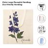 Personalized Birth Flower Tote Bag, July Larkspur Canvas Bag, Custom Floral Tote Bag with Name, Reusable Grocery Bags, Washable Shopping Shoulder Bags, Birthday Gift for Women, Wife, Sister view 4