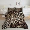 Erosebridal Leopard Print Bedding Set Cheetah Comforter Set,Safari Animal Quilt Jungle Theme Bedding Animal Fur Design Duvet Insert,Luxury Ultra Soft All-Season Brown Down Comforter King Size 3-Piece view 2