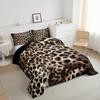 Erosebridal Leopard Print Bedding Set Cheetah Comforter Set,Safari Animal Quilt Jungle Theme Bedding Animal Fur Design Duvet Insert,Luxury Ultra Soft All-Season Brown Down Comforter King Size 3-Piece view 3