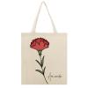 Personalized Birth Flower Tote Bag, January Carnation Canvas Bag, Custom Floral Tote Bag with Name, Reusable Grocery Bags, Washable Shopping Shoulder Bags, Birthday Gift for Women, Wife, Sister view 1