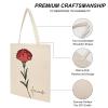 Personalized Birth Flower Tote Bag, January Carnation Canvas Bag, Custom Floral Tote Bag with Name, Reusable Grocery Bags, Washable Shopping Shoulder Bags, Birthday Gift for Women, Wife, Sister view 3