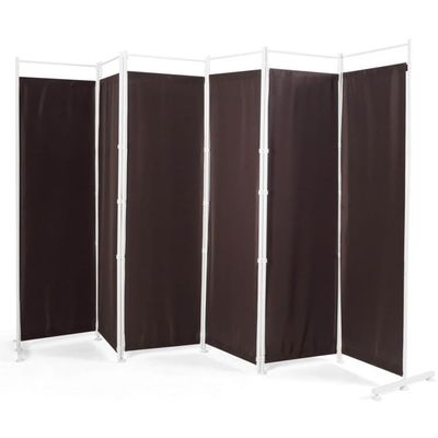 6 Panel Room Divider 6ft Tall Folding Privacy Screen Divider Wall Panels for Room Separation Portable Freestanding Room Partition for Home Office Restaurant Bedroom (Brown)