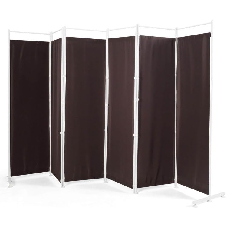 6 Panel Room Divider 6ft Tall Folding Privacy Screen Divider Wall Panels for Room Separation Portable Freestanding Room Partition for Home Office Restaurant Bedroom (Brown)