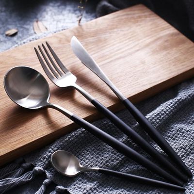 Aimilan 24 Piece Black Silverware Set for 6, 18/10 Stainless Steel Flatware Cutlery Set for Home Kitchen Restaurant, Include Fork Knife Spoon,Dishwasher Safe (24-Piece for 6)
