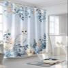 Blue Christmas Shower Curtain, Winter Snowy Owl Poinsettia Eucalyptus Leaves Shower Curtains Set with Hooks, Waterproof Fabric Bathroom Curtains Decor Home Accessories, Stall Long 54 X 78 Inch view 3