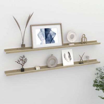 Gecheer Wall Shelves 2 pcs White and Sonoma Oak 45.3"x3.5"x1.2"